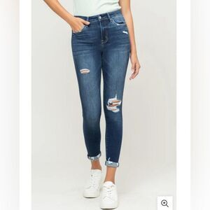 Flying Monkey Black Label High Rise Straight Denim Jeans Distressed Blue Size 25